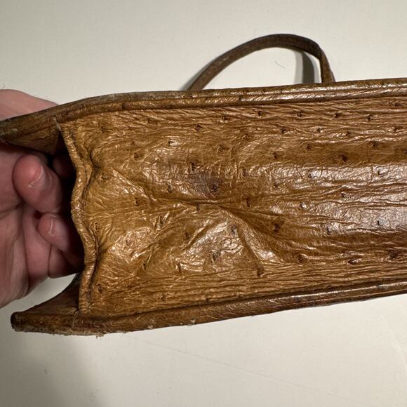 Vintage BrownOstrich Leather Small Hand Bag - Picture 7 of 13